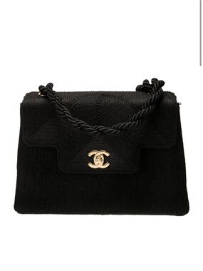 Chanel 1997 RARE Vintage Woven Silk Flap Bag with Woven Crossbody